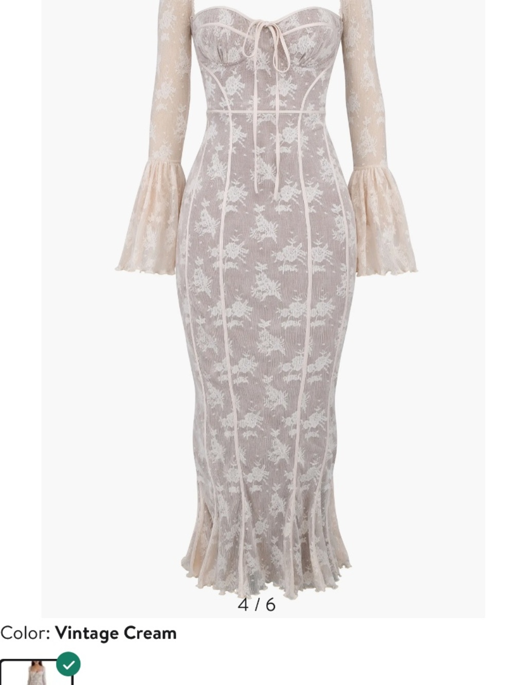 Vintage HOUSE OF CB Delilah Floral Long Sleeve Lace Maxi Dress